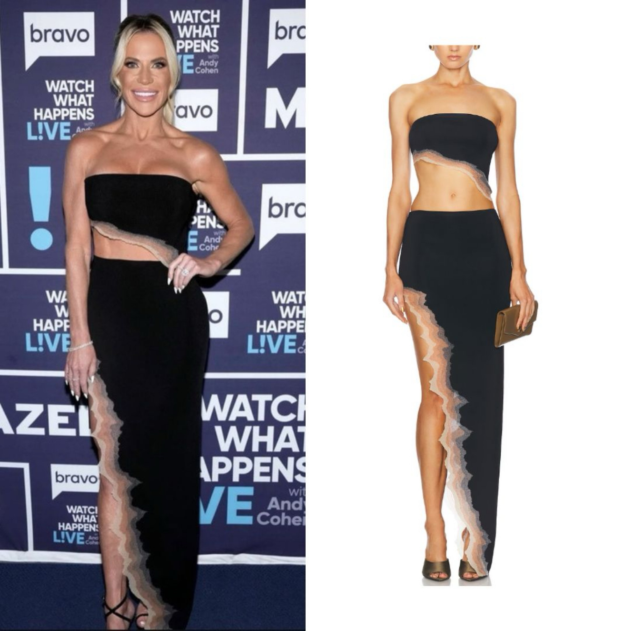 Jennifer Pedranti’s Black Strapless Top & Skirt on WWHL