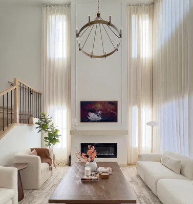 Kyla Extra Long Linen Curtains Pleated - White K1011 | TWOPAGES