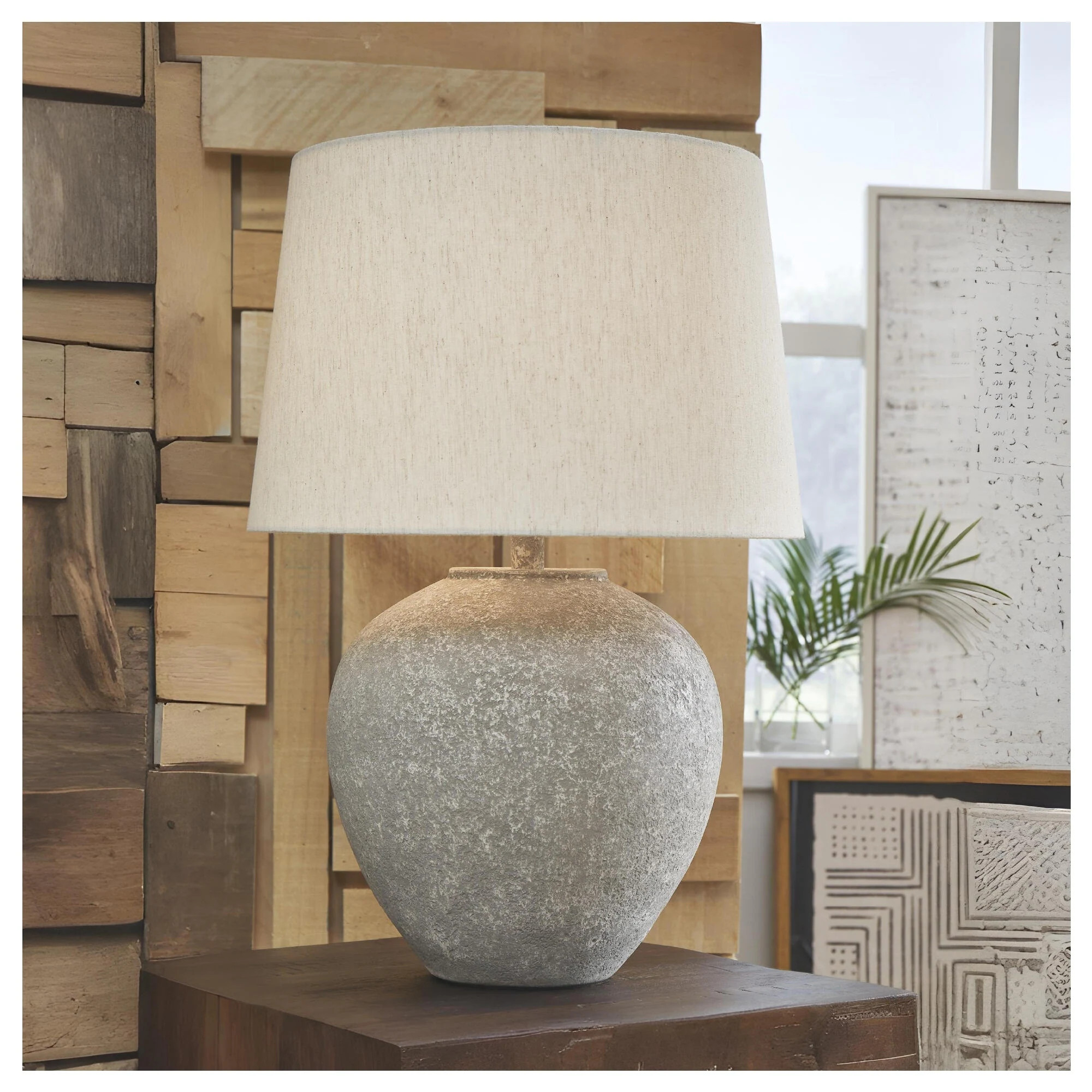 Signature Design by Ashley Dreward Distressed Gray Table Lamp - 17W x 17D x 25H | Overstock