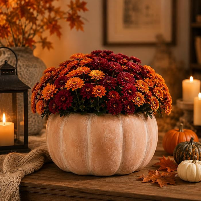 Vesici Terracotta Pumpkin Planter, Fall Decor Pumpkin Vase | Amazon (US)