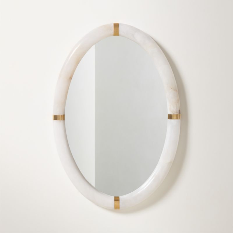 Sienna Alabaster Oval Wall Mirror 23"x36" | CB2