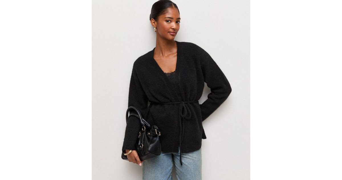 Women's Black Knit Wrap Belt Cardigan New Look | New Look (UK)