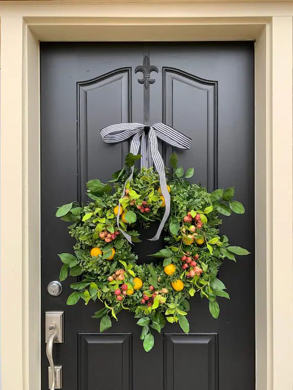 Front Door Wreaths for Summer  Lemons and Crabapple Wreath - Etsy | Etsy (US)