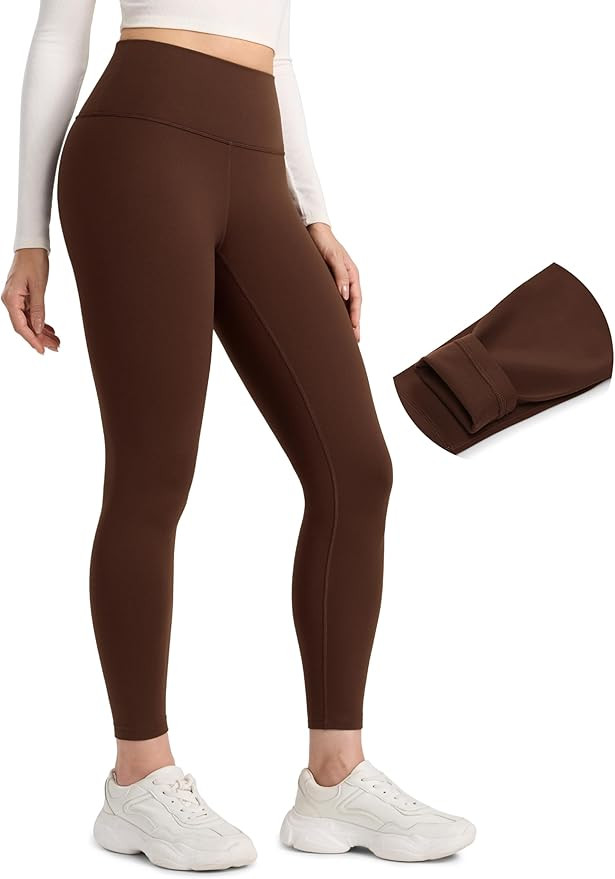 CRZ YOGA Womens Fleece Lined Leggings 25" - Matte Thermal Winter Warm Thick Yoga Pants High Waist... | Amazon (UK)