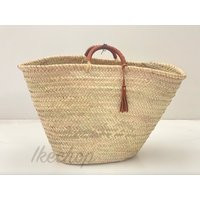 Eco-Friendly French Market Basket With Leather Accents - Handwoven Straw Bag For Stylish Grocery Tote & More | Etsy (US)