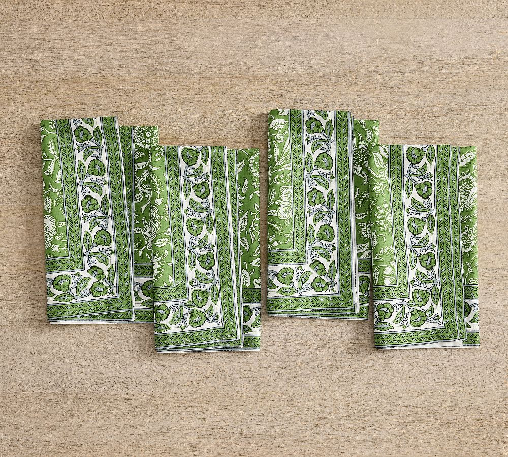 Tamara Block Print Organic Cotton Napkins - Set of 4 | Pottery Barn (US)