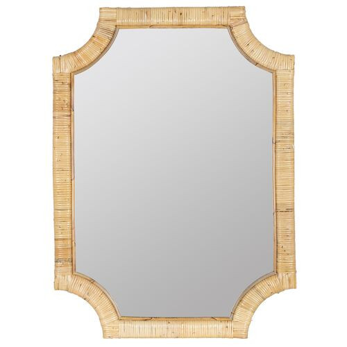 Leah Rattan Wall Mirror - Natural | Dressing Mirror, Vanity Mirror - Brown - Functional, Aesthetic | One Kings Lane