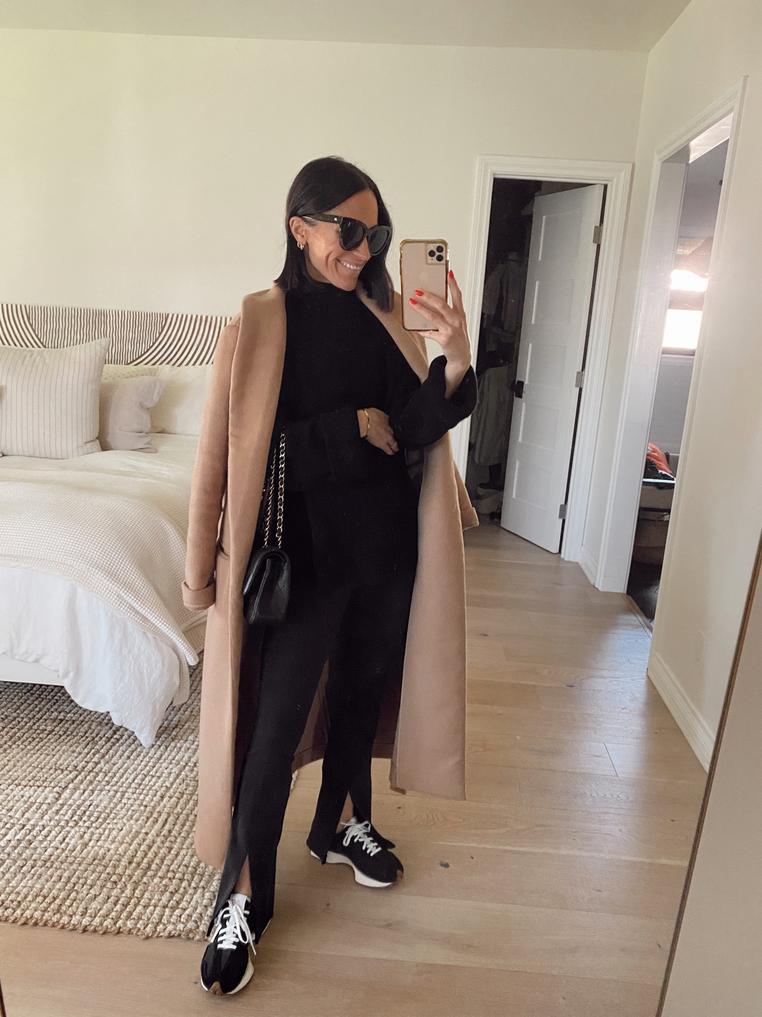 My favorite camel coat is 40% off
It’s a great weight (unlined) and I’m 5’1” so it hits me around my ankles 
I’m wearing an xs and can comfortably layer a thick sweater underneath. 