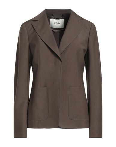 Fendi Woman Blazer Dark brown Size 2 Wool, Mohair wool | YOOX (US)