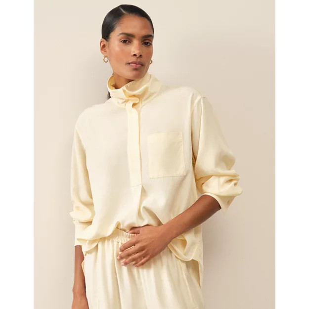 Funnel Neck Boyfriend Shirt | The White Company UK & ROW