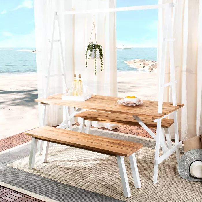 Willamy 3pc Dining Set - Natural/White - Safavieh | Target