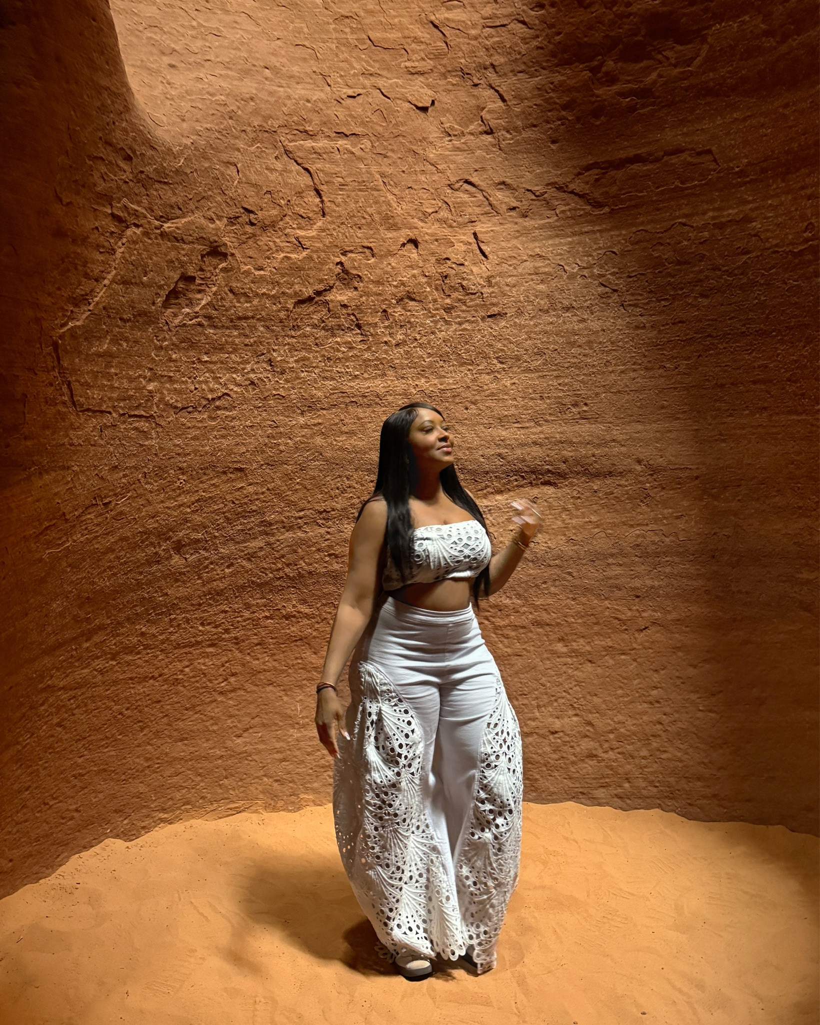 Arizona Canyon outfit 🏜️ I got mine from FashionNova 😊❤️

White two piece pants  set, crochet pants outfit, coord, vacation outfit, desert photoshoot look, Antelope Canyon outfit 🤍✨

#LTKFestival

#LTKTravel #LTKOver40