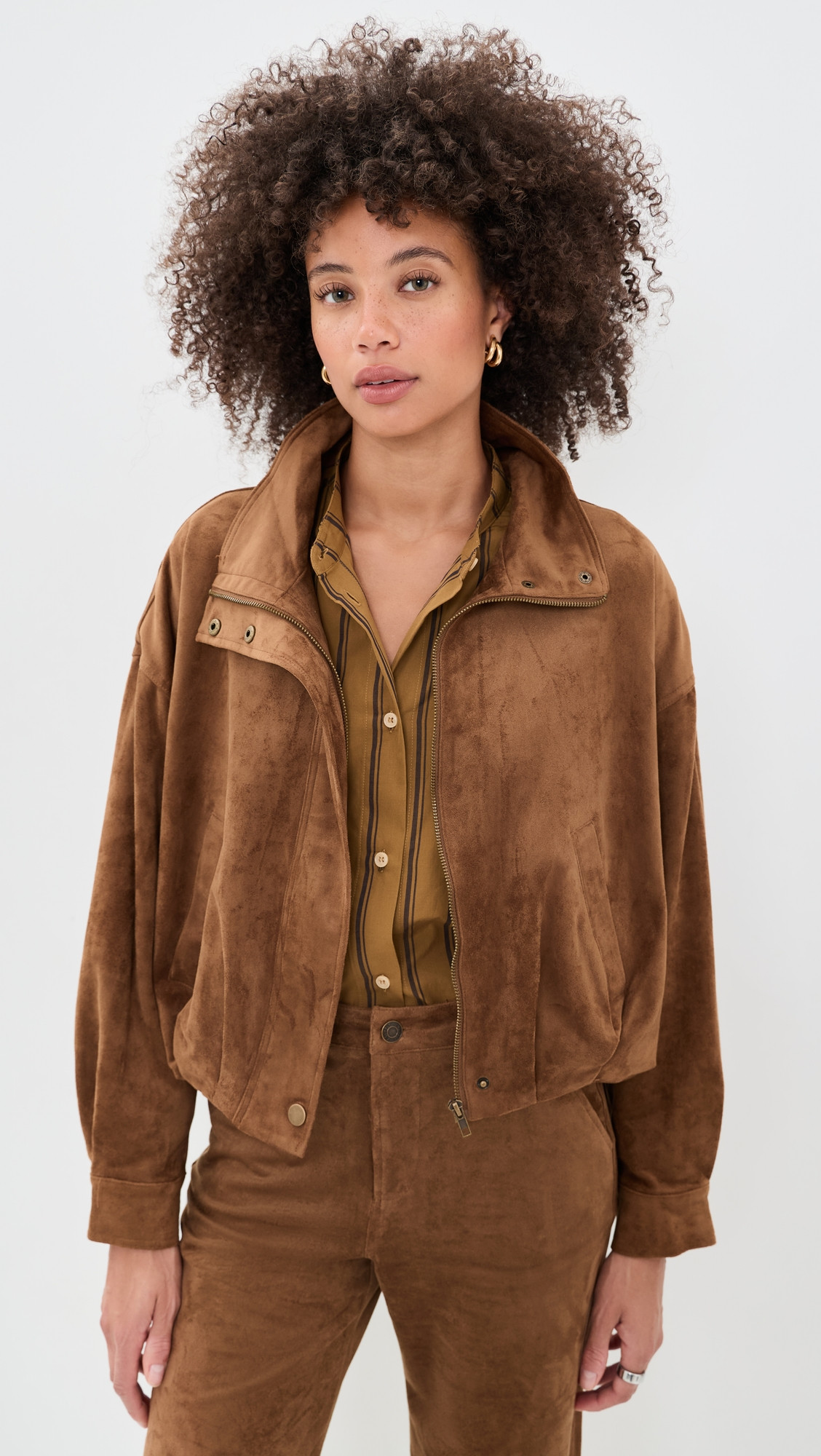 Z Supply Corin Faux Suede Bubble Hem Jacket Saddle Suede S | Shopbop