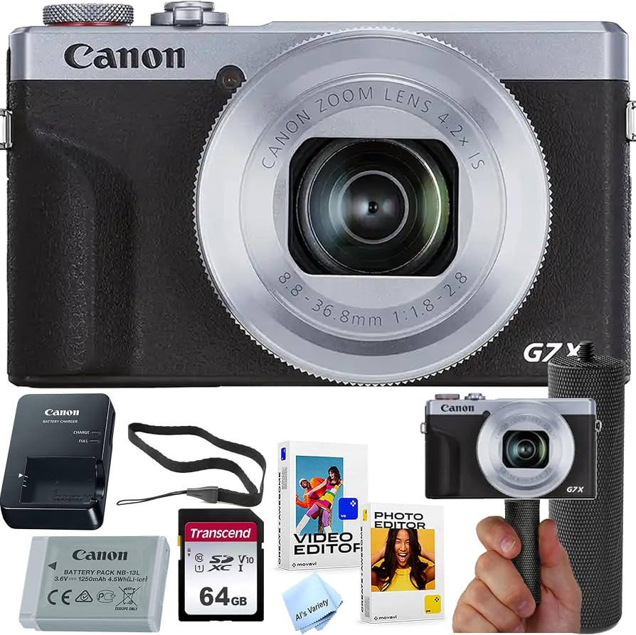 Canon PowerShot G7 X Mark III Digital Camera (Silver) + 64GB Memory + Stabilizing Grip + Software... | Amazon (US)