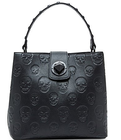 Betsey Johnson Skull Embossed Bucket Bag - Black | Dillard's