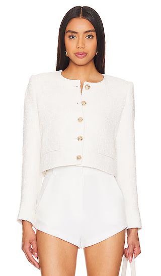 Yoonie Tweed Blazer in White | Revolve Clothing (Global)