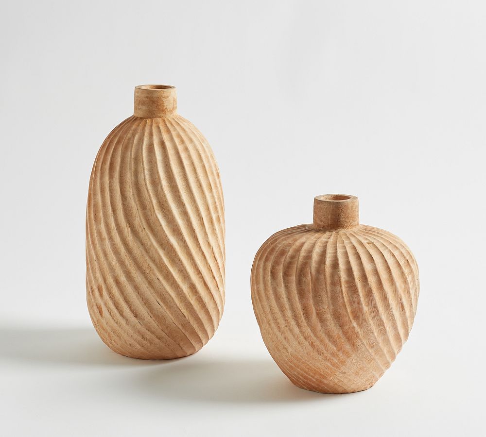 Hand-Carved Twisted Wood Vases | Pottery Barn (US)