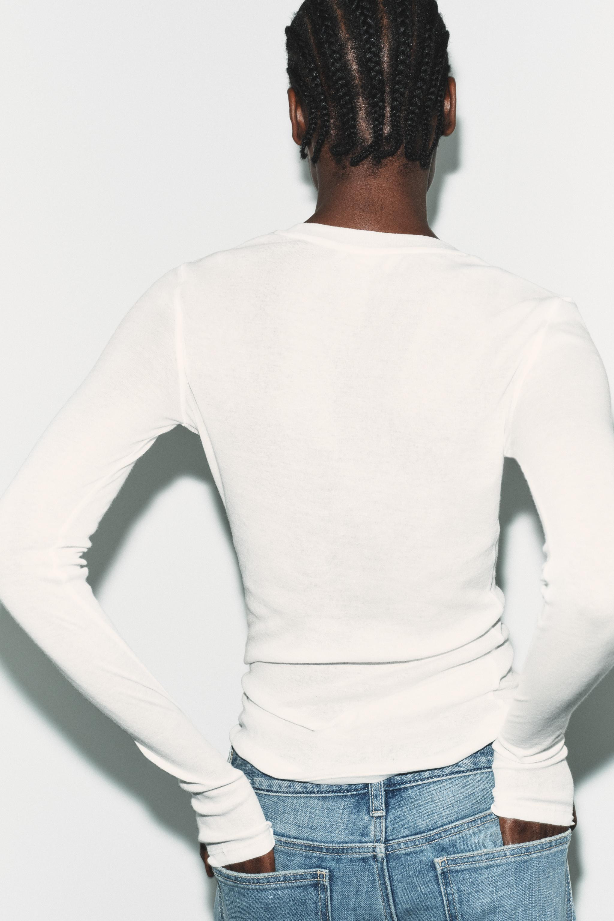 COTTON LONG SLEEVE T-SHIRT | Zara US