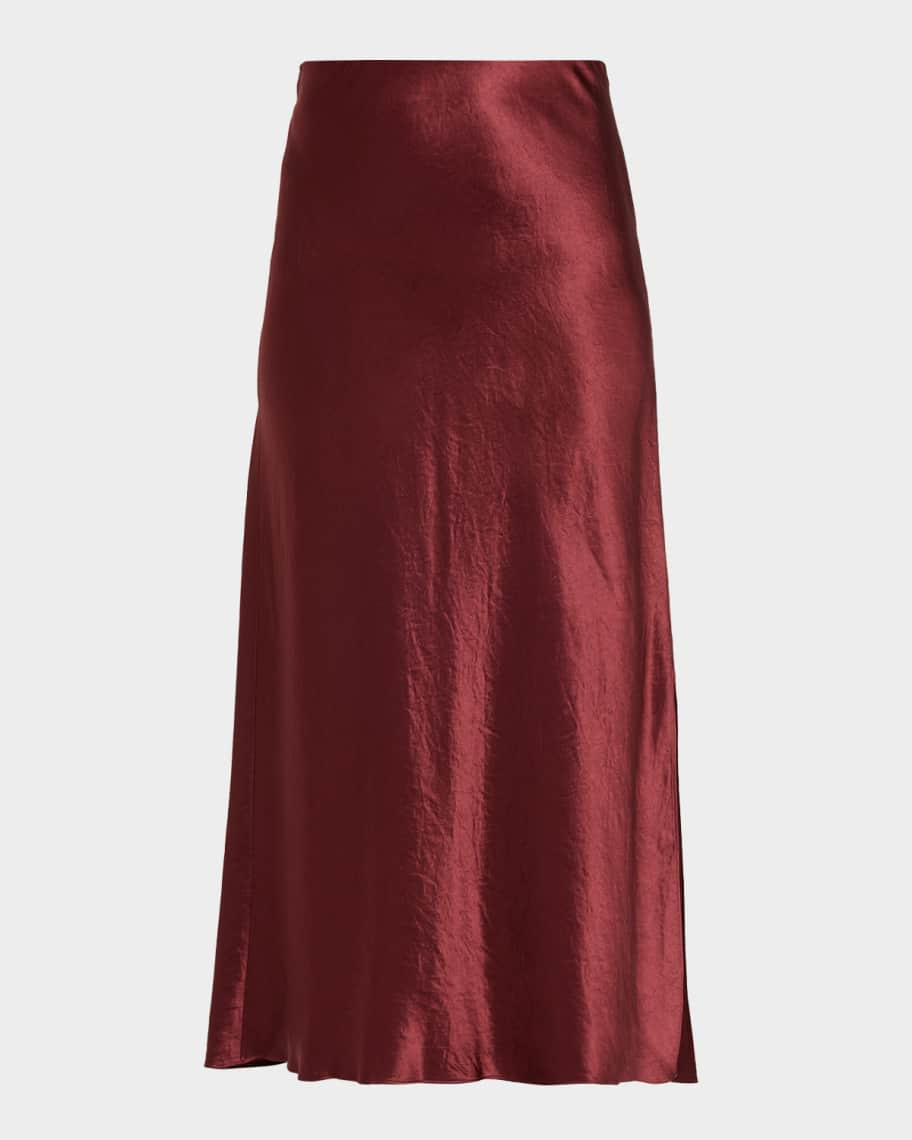 Side-Slit Satin Slip Skirt | Neiman Marcus