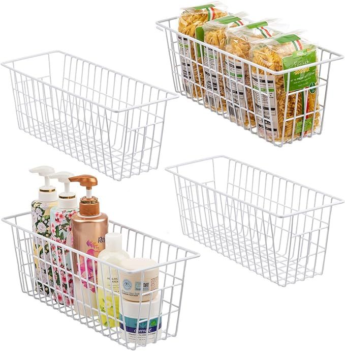 iPEGTOP Metal Wire Storage Organizer Bin Basket, Narrow Storage Organizer for Bathroom, Kitchen c... | Amazon (US)