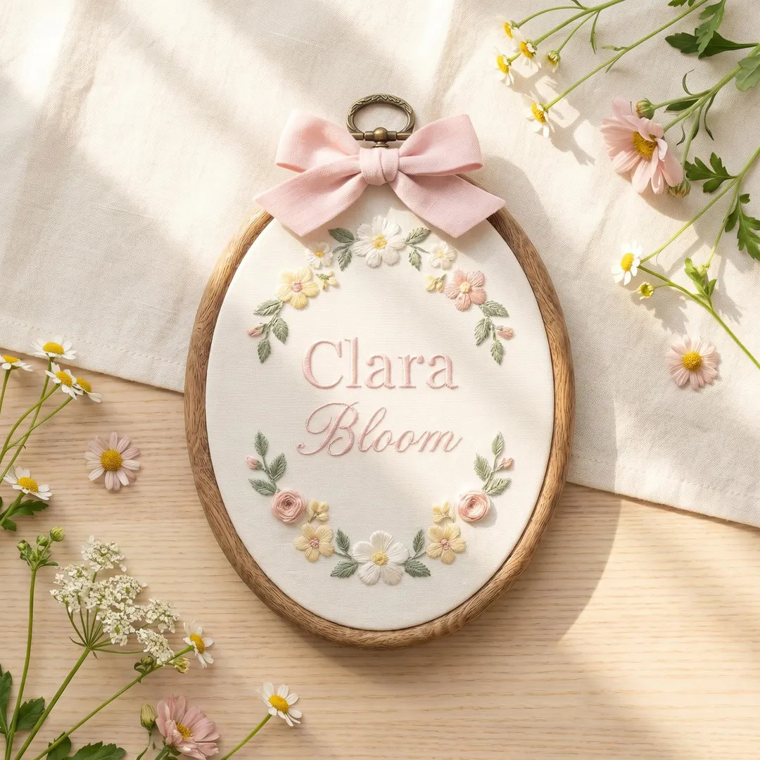 Custom Embroidered Name Hoop, Floral Nursery Decor, Baby Girl Keepsake - Etsy | Etsy (US)