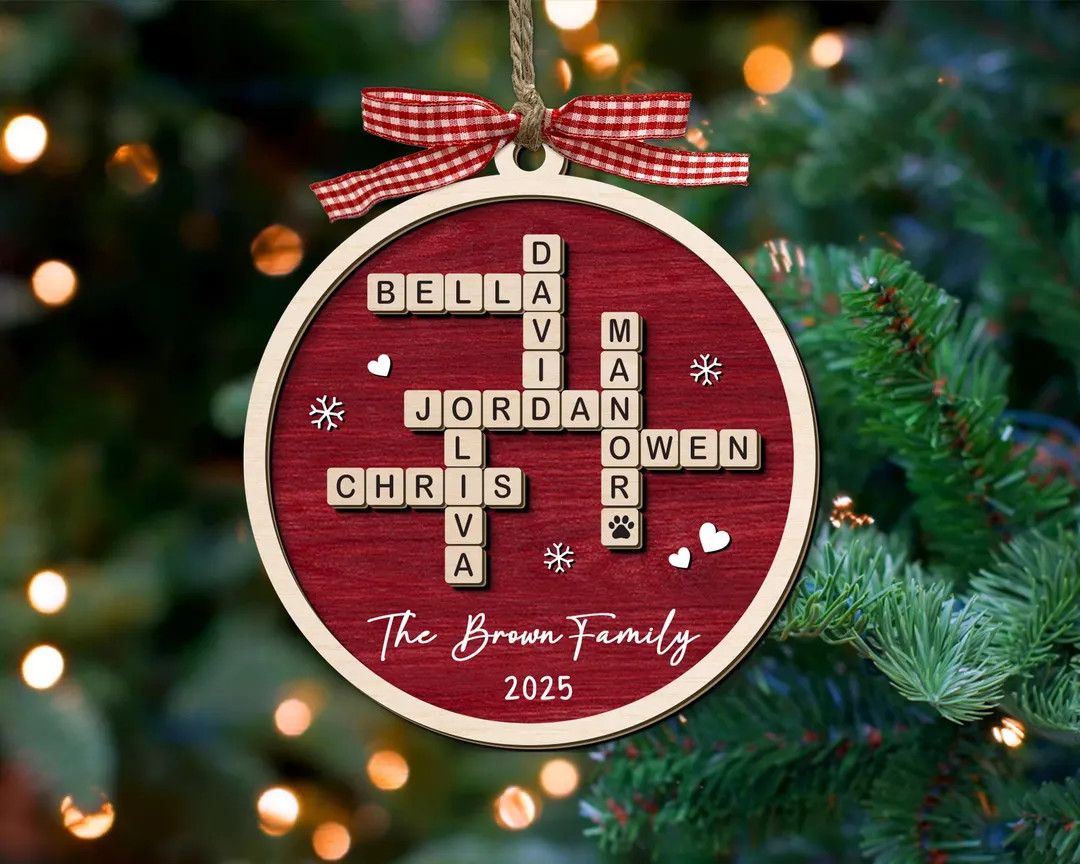 Personalized Family Crossword Puzzle Art Ornament, Custom Christmas Ornaments 2024, Family Wooden... | Etsy (US)