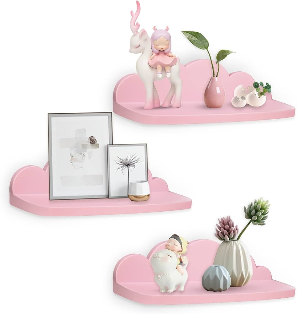 Veluckin Small Floating Shelves Mini Cloud Shelves Hanging Display Wall Shelf for Bathroom Living... | Amazon (US)