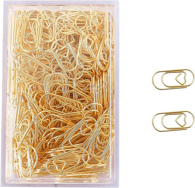 200 Pcs Small Gold Paper Clips Love Heart Shaped Paperclips Stainless Steel in Tinplate Paper Cli... | Amazon (US)