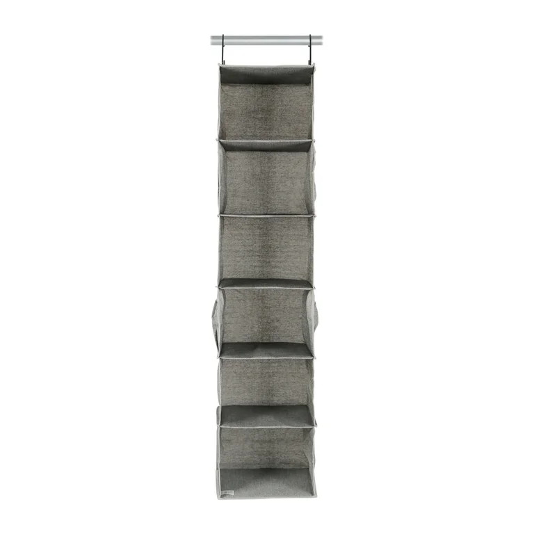 Better Homes & Gardens 6-Shelf Hanging Polyester and Cotton Closet Organizer with 3 Side Pockets | Walmart (US)