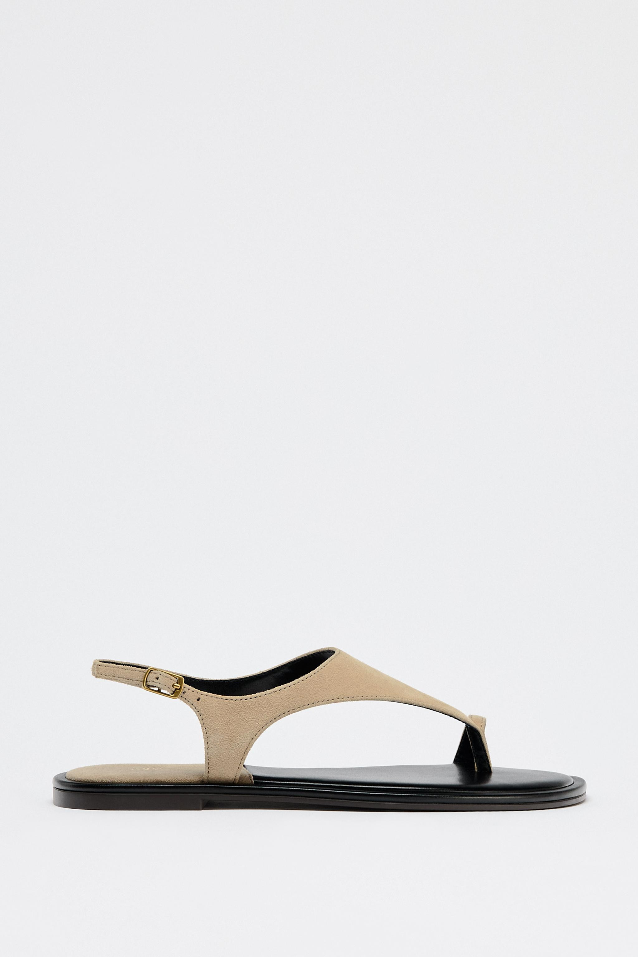 SUEDE TOE-LOOP SANDALS | Zara US