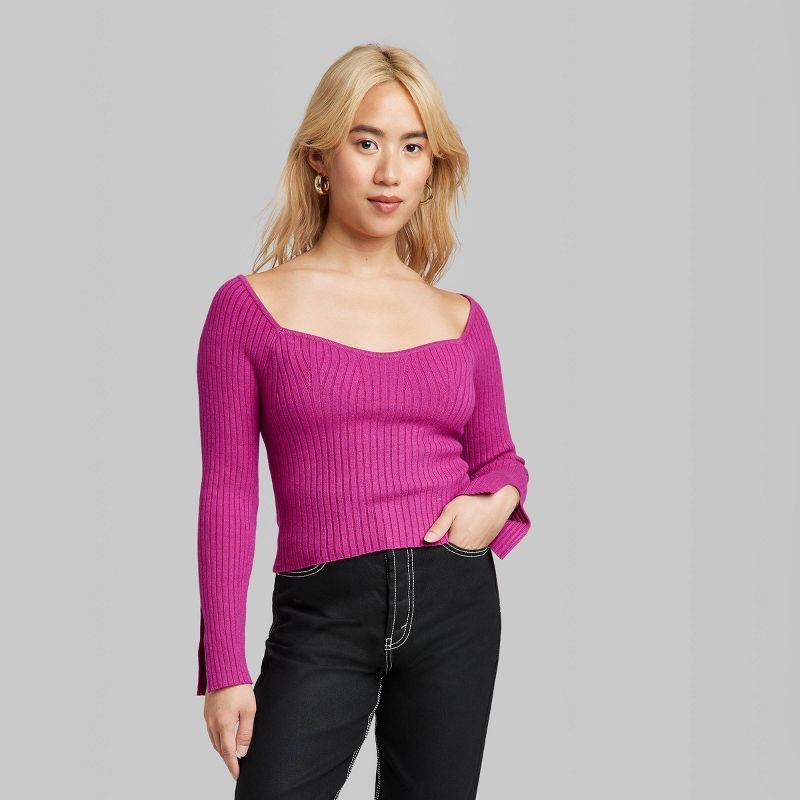Women's Sweetheart Neck Fitted Pullover Sweater - Wild Fable™ | Target