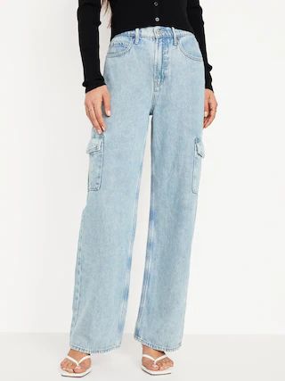 Extra High-Waisted Wide-Leg Cargo Jeans for Women | Old Navy (CA)