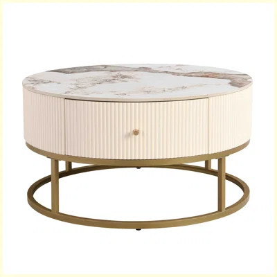 Modern Round Coffee Table with Drawers for Living Room | Wayfair North America