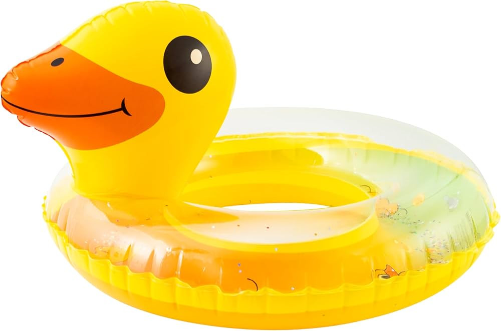 Zainpe Duck Inflatable Pool Float with Glitters Inflation Yellow Swimming Ring Summer Outdoor Wat... | Amazon (US)