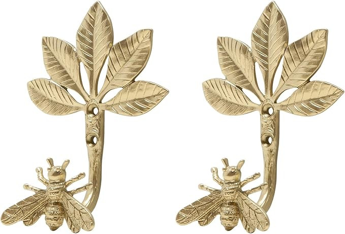 SOFFEE DESIGN Set of 2 Wall Mounted Metal Coat Hooks, Gold Hanging Rack Hooks for Entryway, Bathr... | Amazon (US)