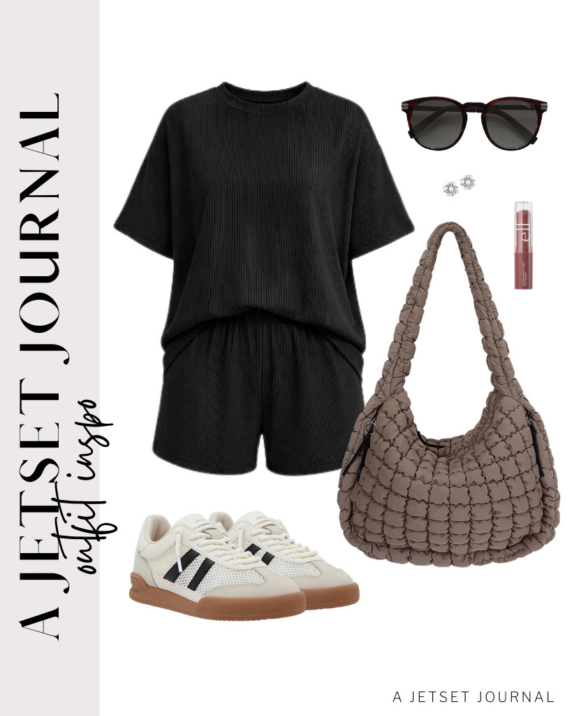 A black two-piece set from MARZXIN is our last outfit to style. You can wear these Steve Madden Verdict sneakers and SOJOS polarized sunnies. Apply a bit of e.l.f. Hydrating Core Lip Shine to finish the look.

#LTKSeasonal #LTKSaleAlert #LTKTravel
 

 