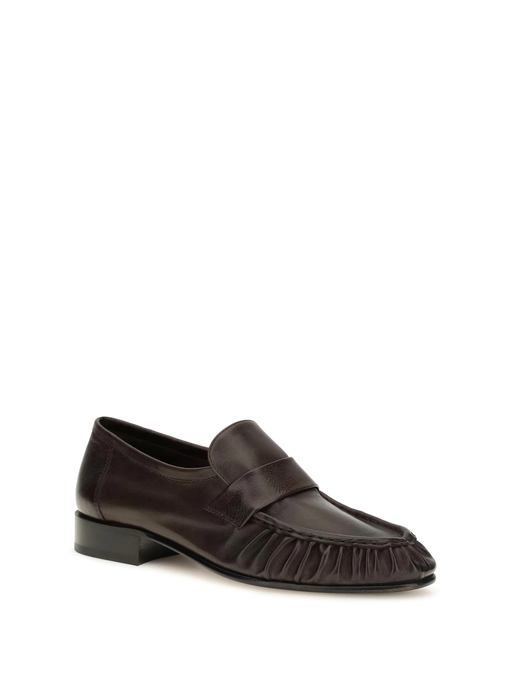 The Row Ruched Calf Leather Loafer — Brown | Italist Inc.