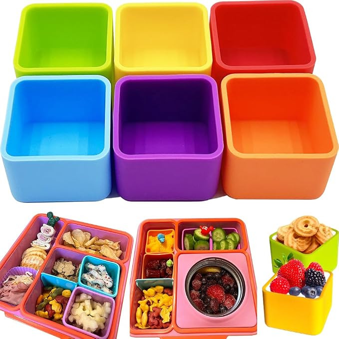 IELEK Silicone Lunch Box Dividers Square Bento Box Bundle Divider Accessories Meal Prep Container... | Amazon (US)
