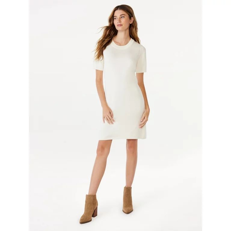 Free Assembly Women's Mini Sweater Dress with Short Sleeves, Sizes XS-XXL | Walmart (US)