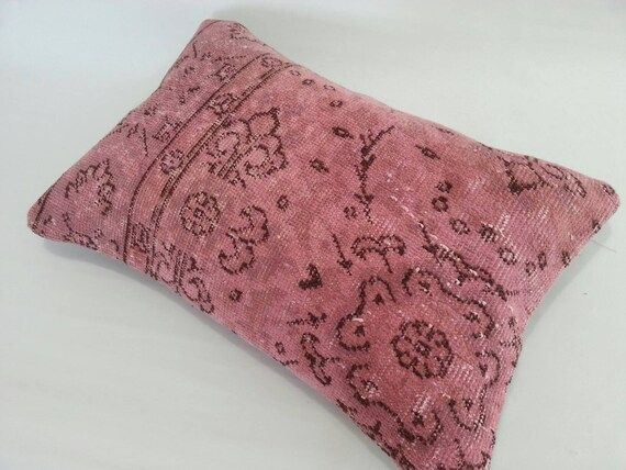 Turkish Oushak Anatolian PİNK Lumbar Cushion Cover,faded Pillow,area rug pillow,Home Living handwove | Etsy (US)