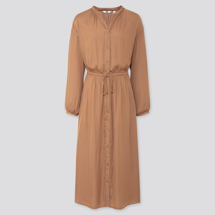 WOMEN V-NECK LONG-SLEEVE SHIRT DRESS | UNIQLO (US)