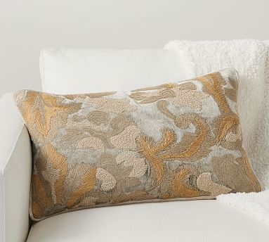 Eleonora Embroidered Lumbar Pillow Cover | Pottery Barn (US)