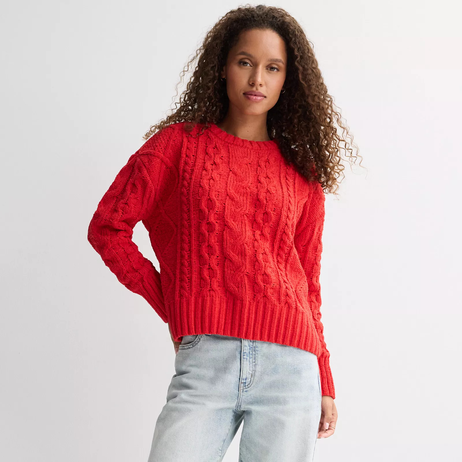 Juniors' SO\u00ae Chenille Cable Knit Sweater | Kohl's
