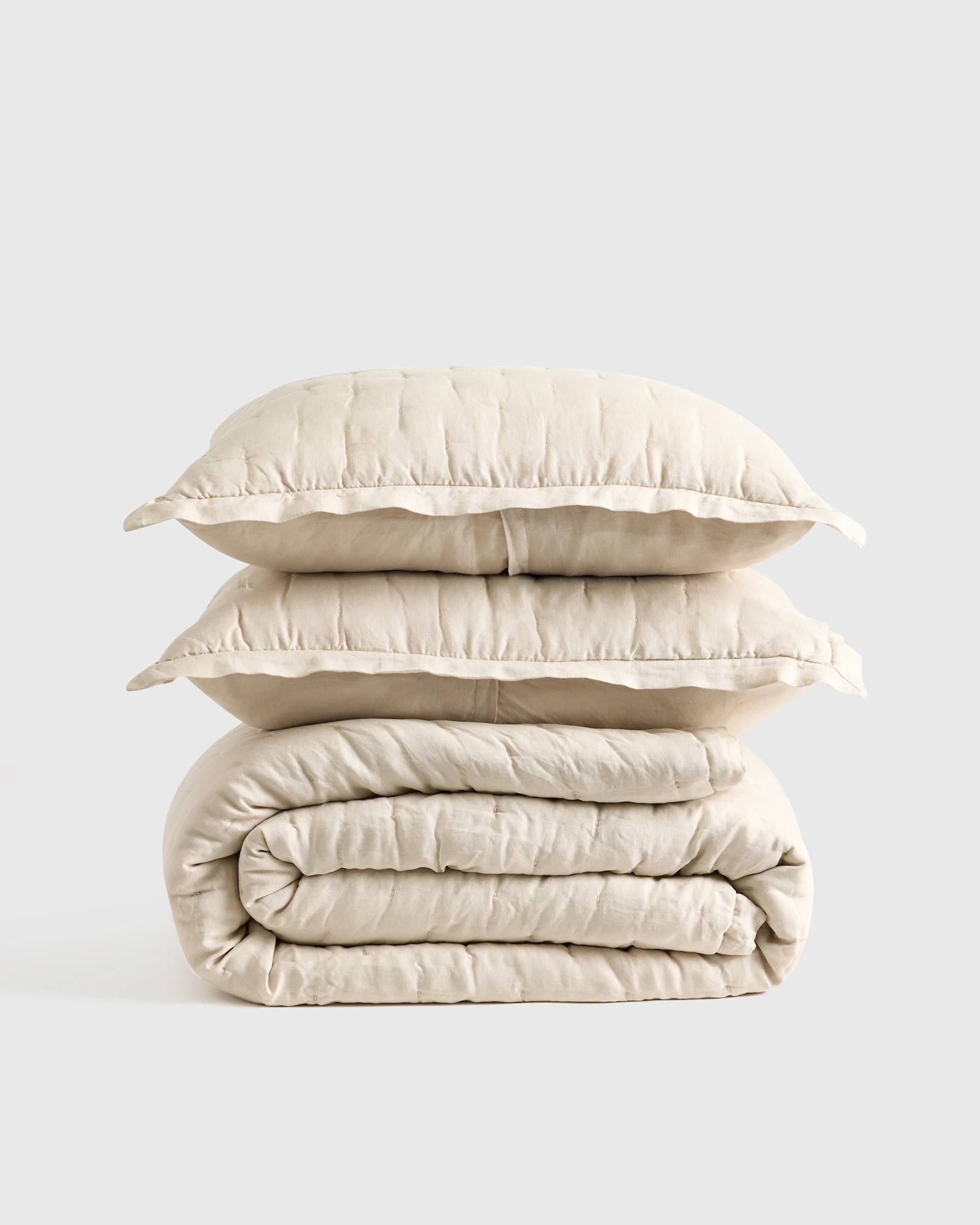 Quince | European Linen Dream Quilt Set in Dusty Mauve, Size Twin | Quince