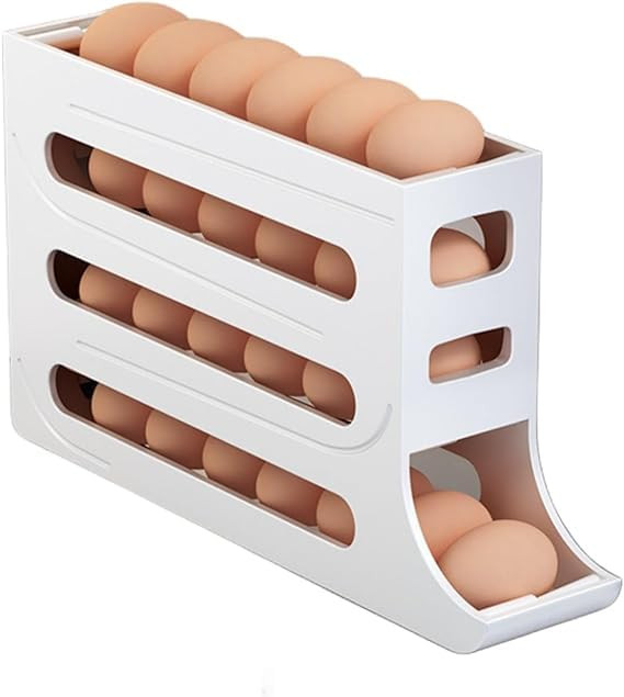 4 Tiers Egg Holder for Fridge， Automatic Egg Rolling Rack, 30 Eggs Storage Rack, Egg Distributo... | Amazon (US)