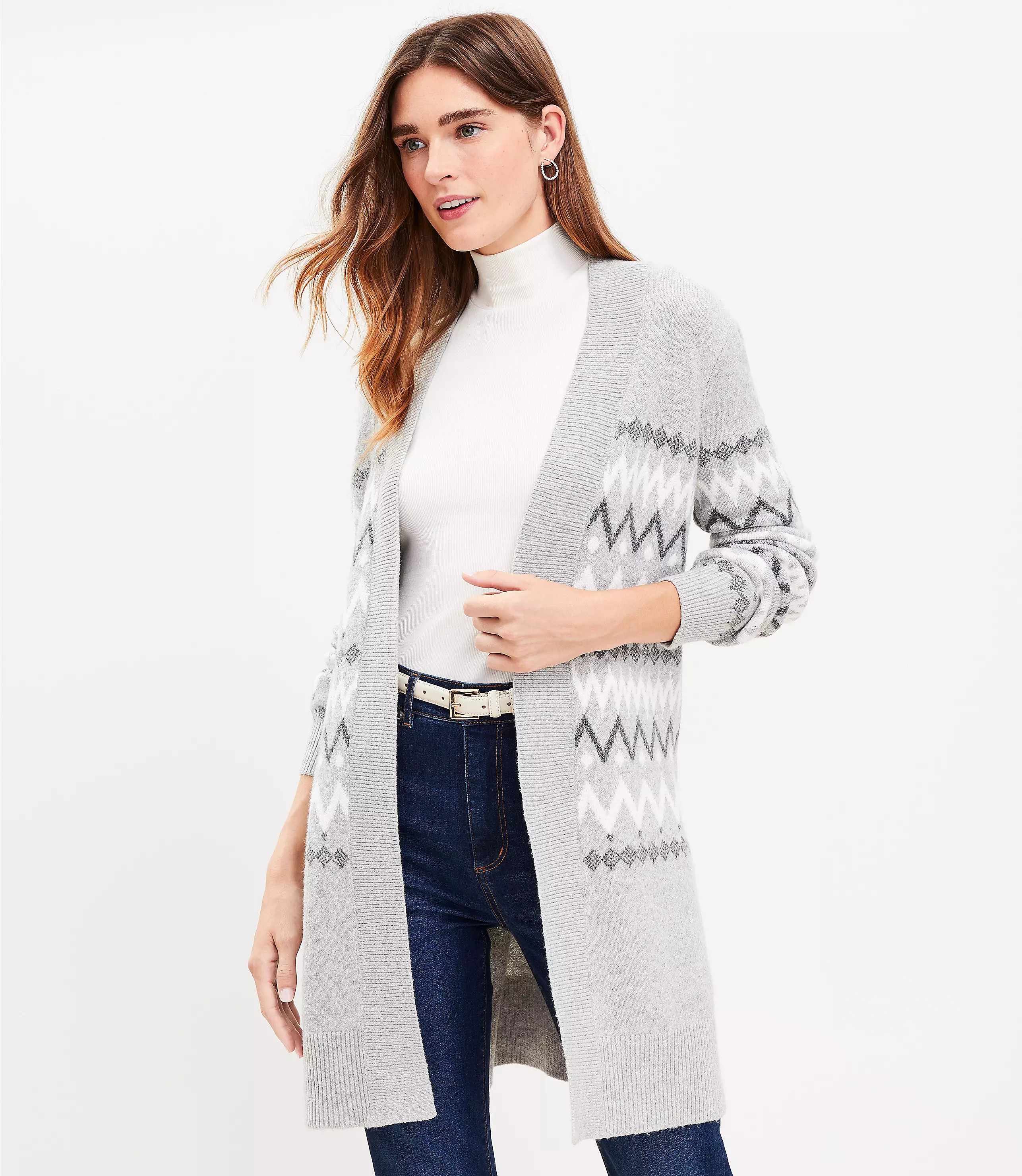 Fair Isle Open Cardigan | LOFT