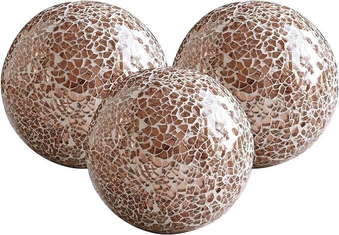 WHOLE HOUSEWARES | Decorative Balls | Set of 3 Glass Mosaic Orbs for Bowls | 4" Diameter | Table ... | Amazon (US)