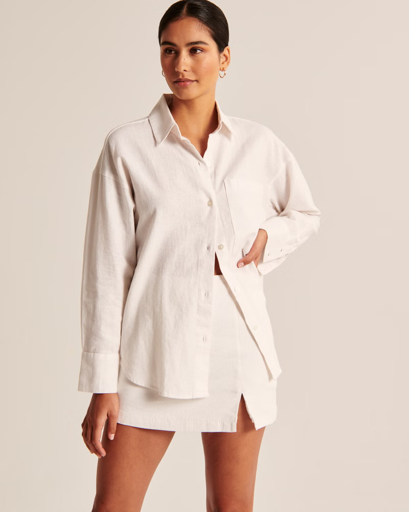 Oversized Linen-Blend Shirt | Abercrombie & Fitch (US)