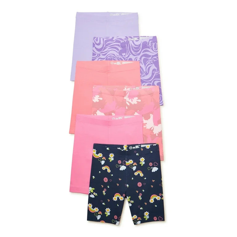 Wonder Nation Girls Jersey Knit Bike Shorts, 6-Pack, Sizes 4-18 & Plus | Walmart (US)