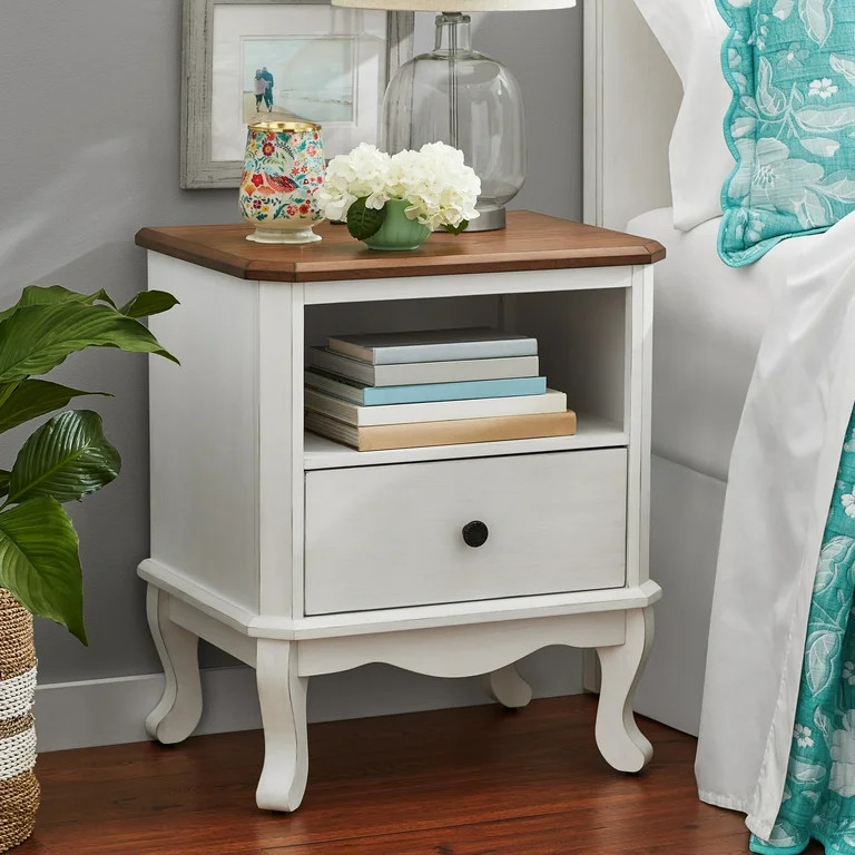 The Pioneer Woman Nightstand with Drawer and Made With Solid Wood Frame, White | Walmart (US)